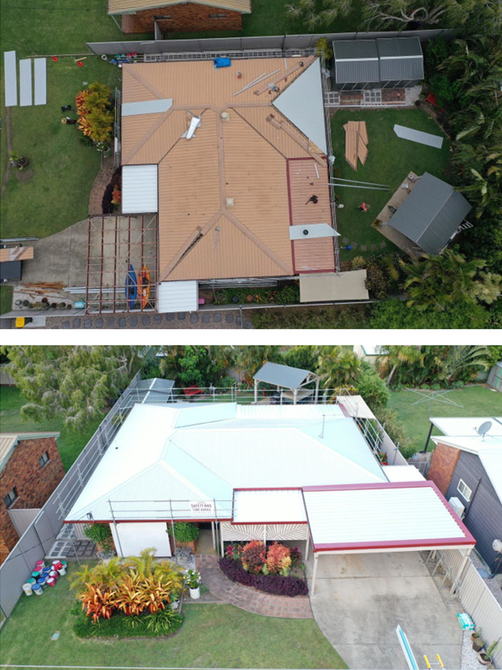 roof replacement before and after - roofing services nathan
