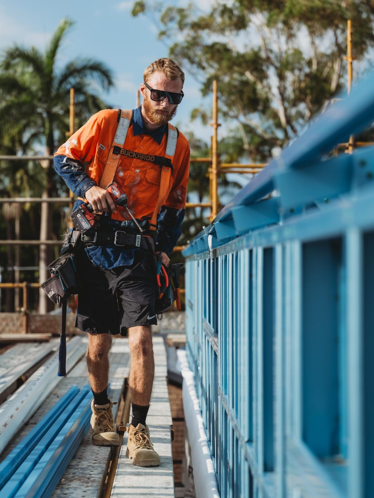 roofer working on the insulation